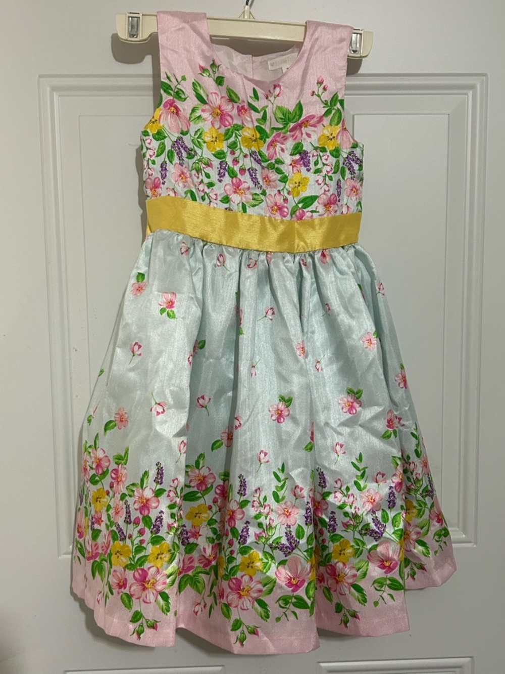H&M Pink, Yellow & Light Blue Floral Satin Party Dress